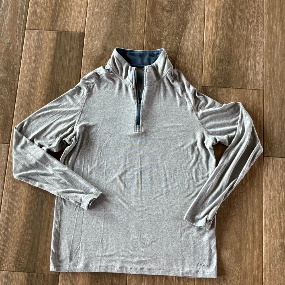 Free Fly men's Bamboo Flex gray/navy quarter zip size Large - Picture 3 of 12